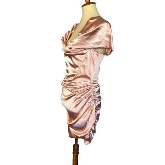 Superdown Pink Off Shoulder Corset Mini Dress MEDIUM Satin Ruched Revolve NEW - Picture 4 of 10